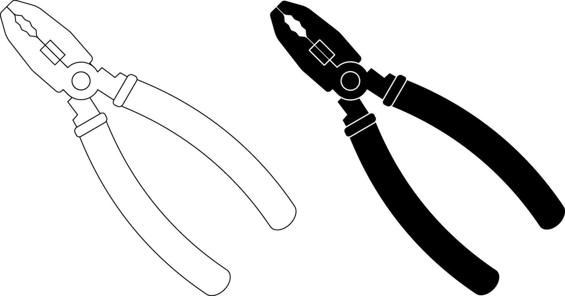 outline silhouette pliers icon set vector