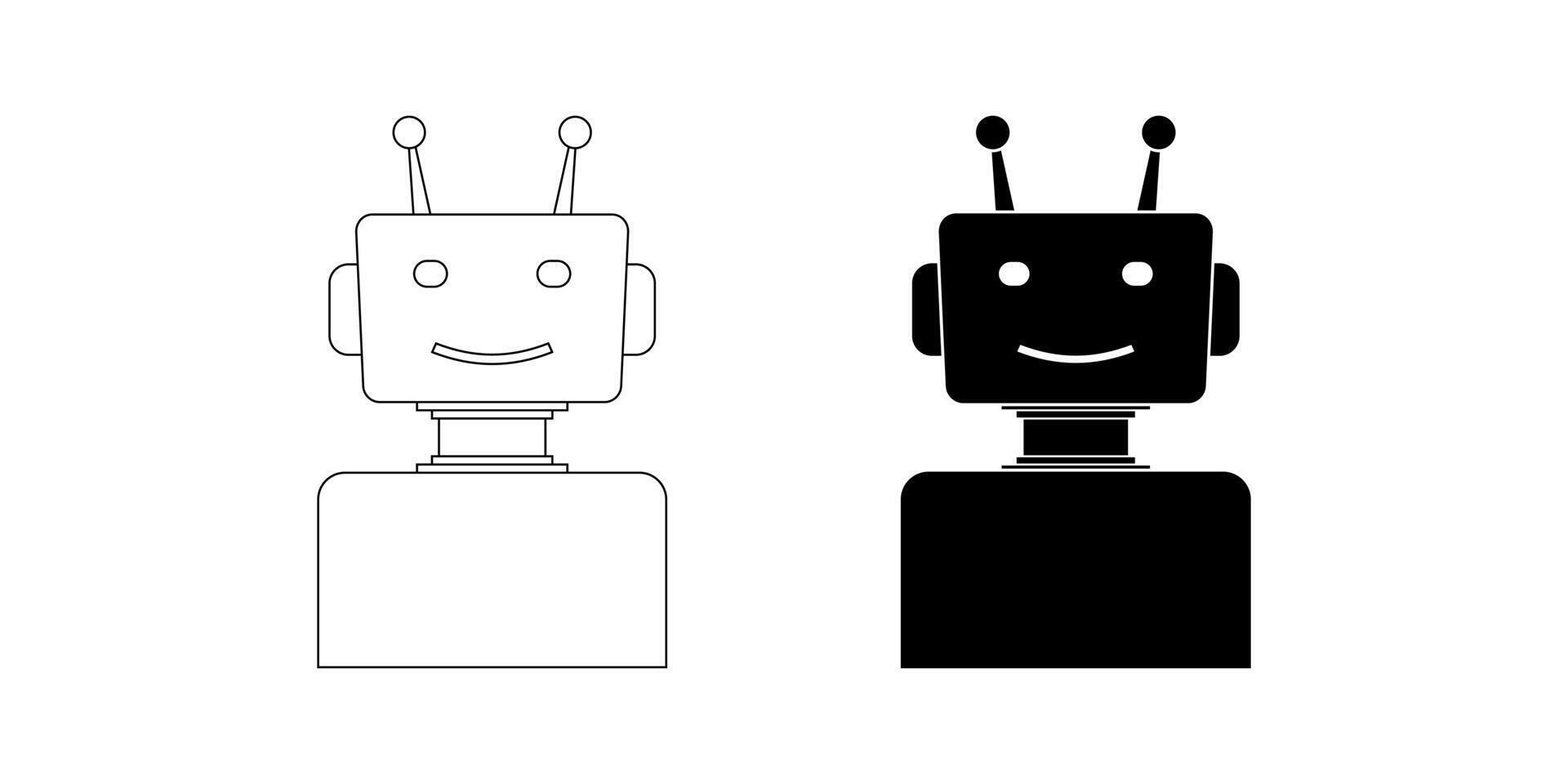 outline silhouette robot icon set isolated on white background vector