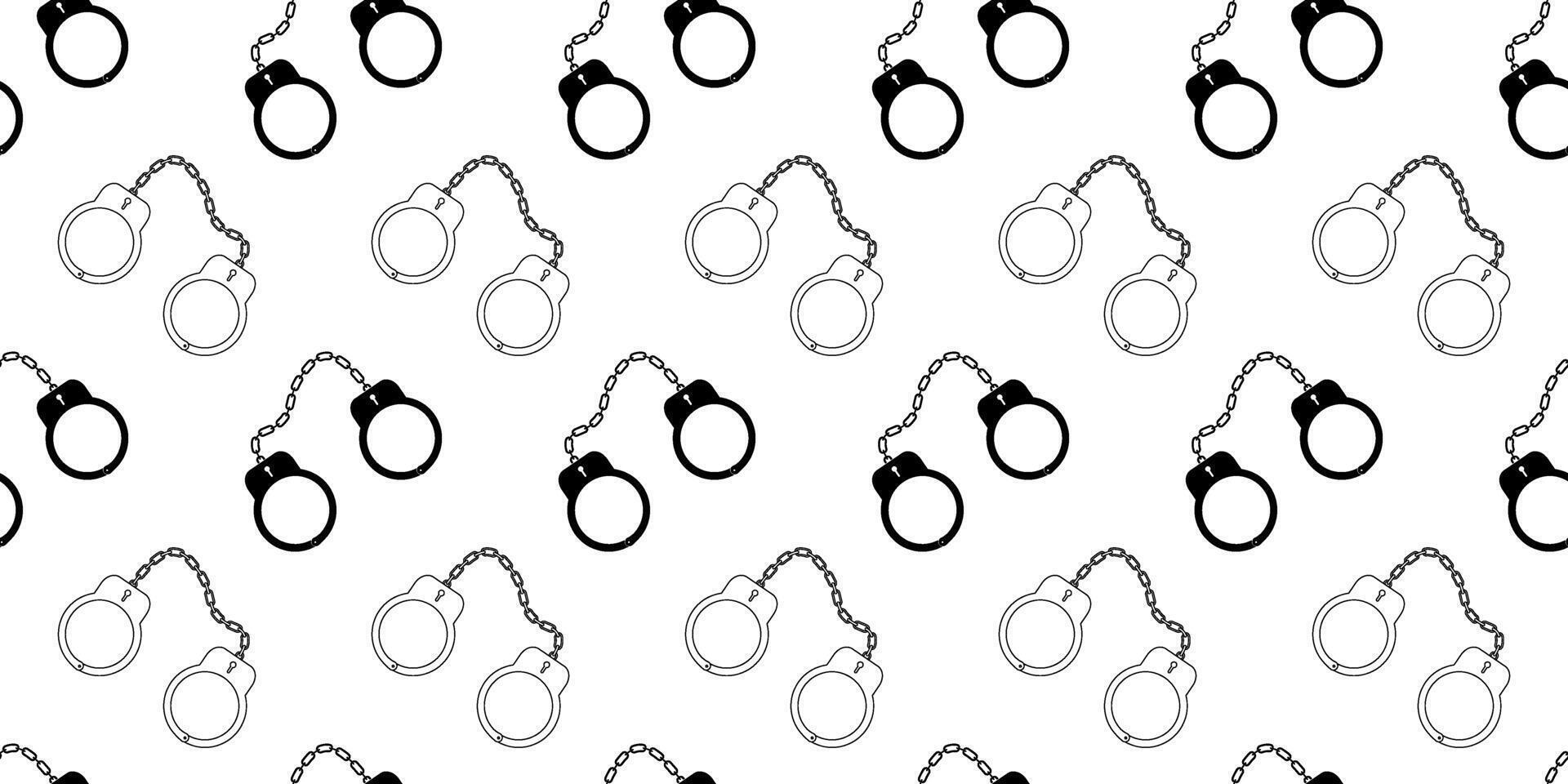 black white handcuffs seamless pattern vector