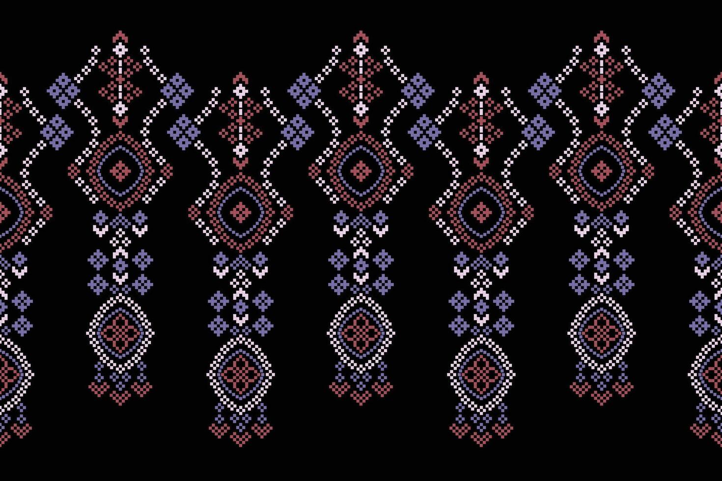 tradicional étnico motivos ikat geométrico tela modelo cruzar puntada.ikat bordado étnico oriental píxel negro fondo.abstracto,,ilustración. textura,bufanda,decoración,papel tapiz. vector