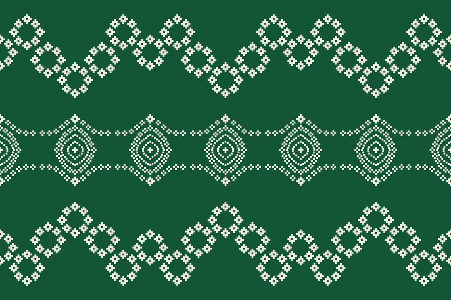 tradicional étnico motivos ikat geométrico tela modelo cruzar puntada.ikat bordado étnico oriental píxel verde antecedentes. resumen, ilustración. textura,bufanda,decoración,papel tapiz. vector