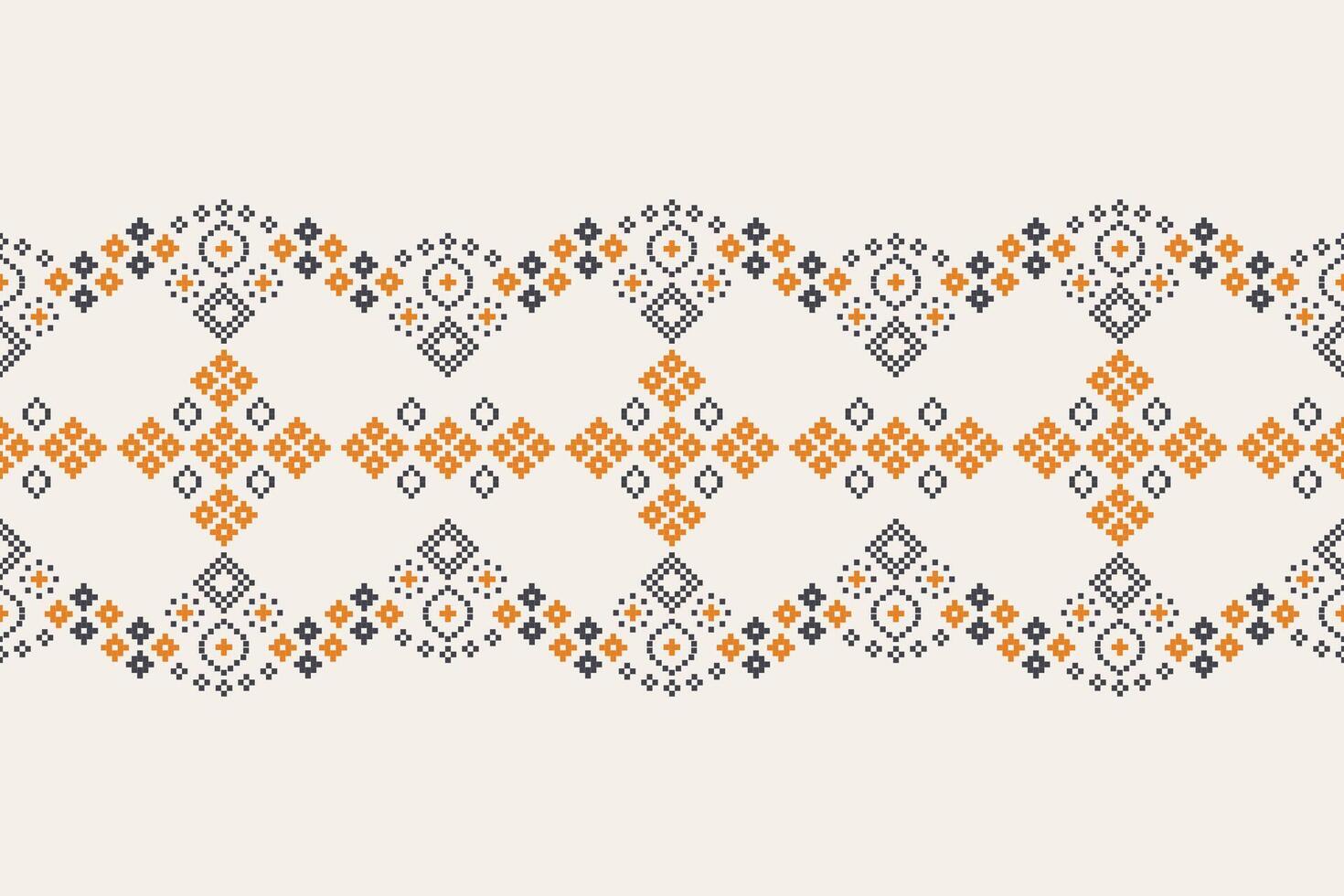 tradicional étnico motivos ikat geométrico tela modelo cruzar puntada.ikat bordado étnico oriental píxel marrón crema antecedentes. resumen, ilustración. textura,bufanda,decoración,papel tapiz. vector