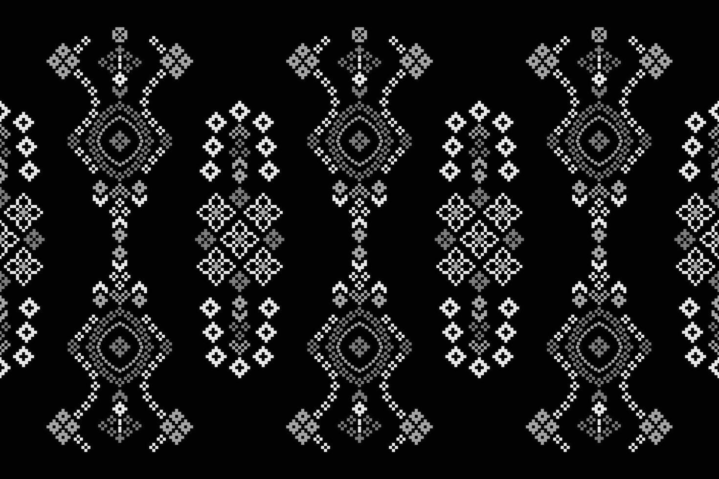 tradicional étnico motivos ikat geométrico tela modelo cruzar puntada.ikat bordado étnico oriental píxel negro fondo.abstracto,,ilustración. textura,bufanda,decoración,papel tapiz. vector