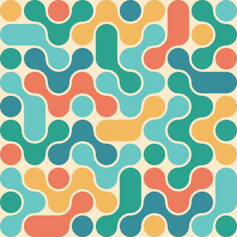 Colorful retro round puzzle pattern design vector