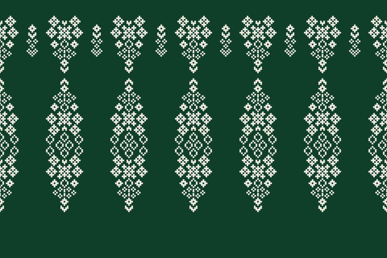 tradicional étnico motivos ikat geométrico tela modelo cruzar puntada.ikat bordado étnico oriental píxel verde antecedentes. resumen, ilustración. textura,bufanda,decoración,papel tapiz. vector