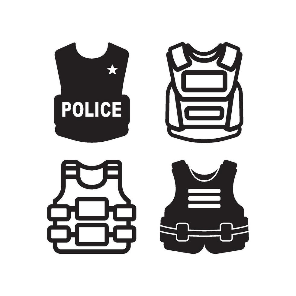 a prueba de balas policía icono plano diseño vector