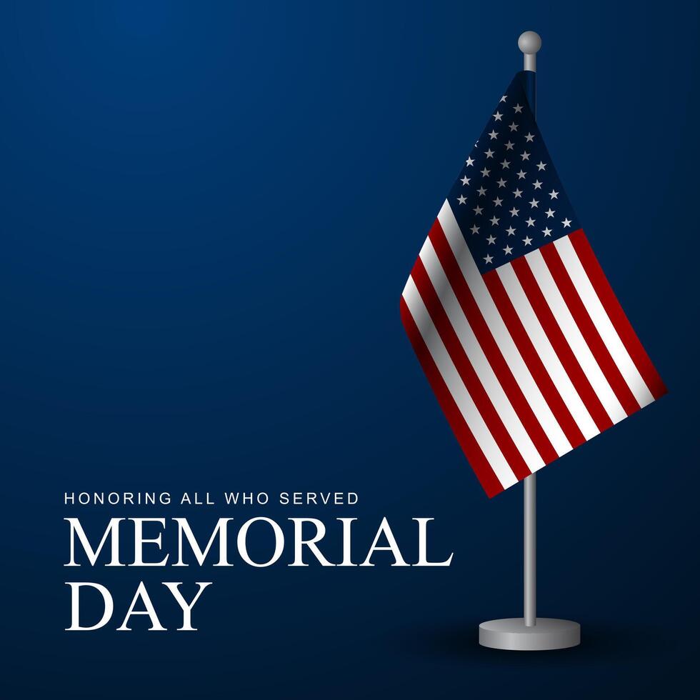 Memorial day background design with honoring all who served text vector