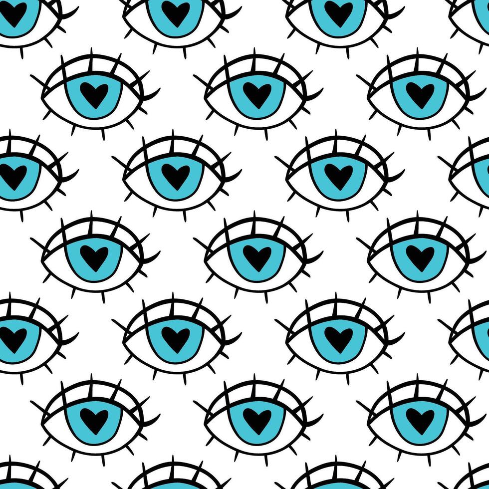 Doodle romantic seamless pattern. Design for fashion textile print, wrapping. eye pattern seamless vector