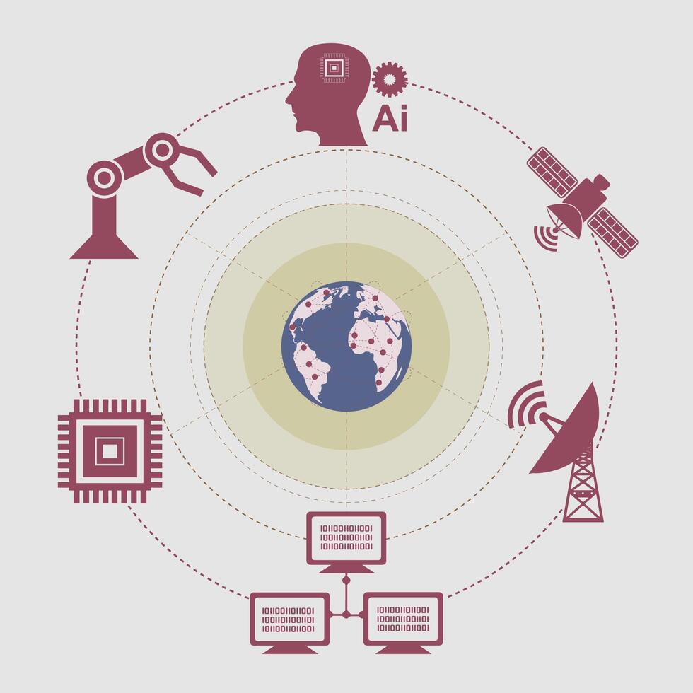 comunicación equipo y ordenadores ese controlar ai sistemas vector