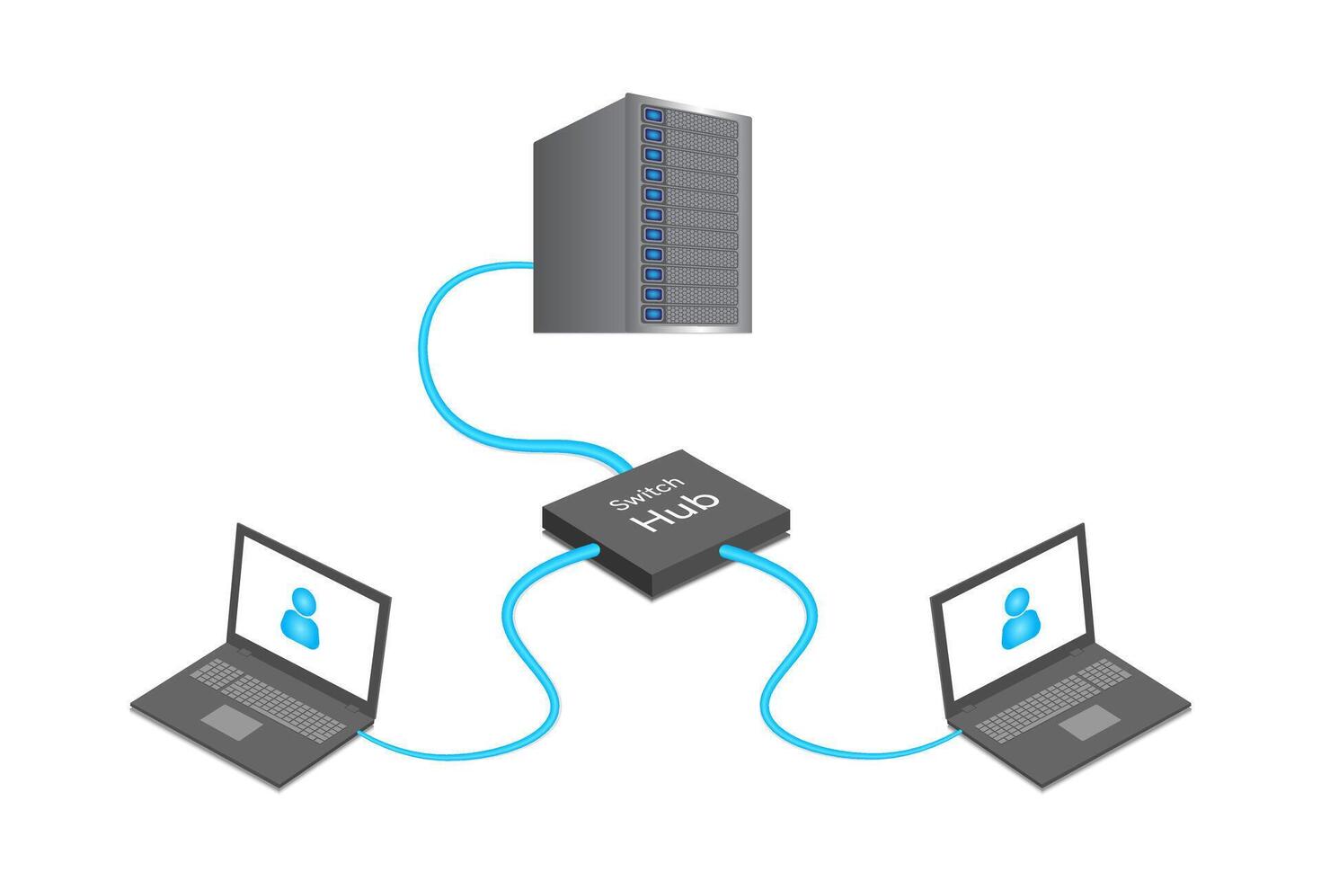 LAN Network 3d Diagram Illustration. Internet concept. vector