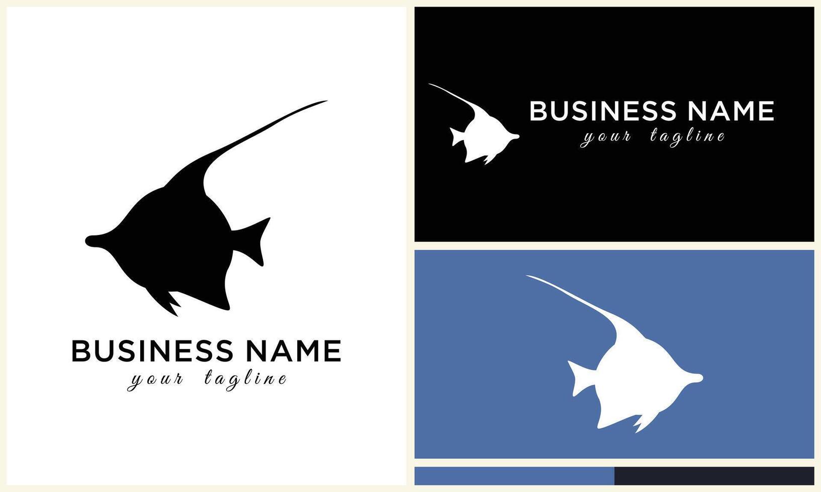 silhouette fish logo template vector