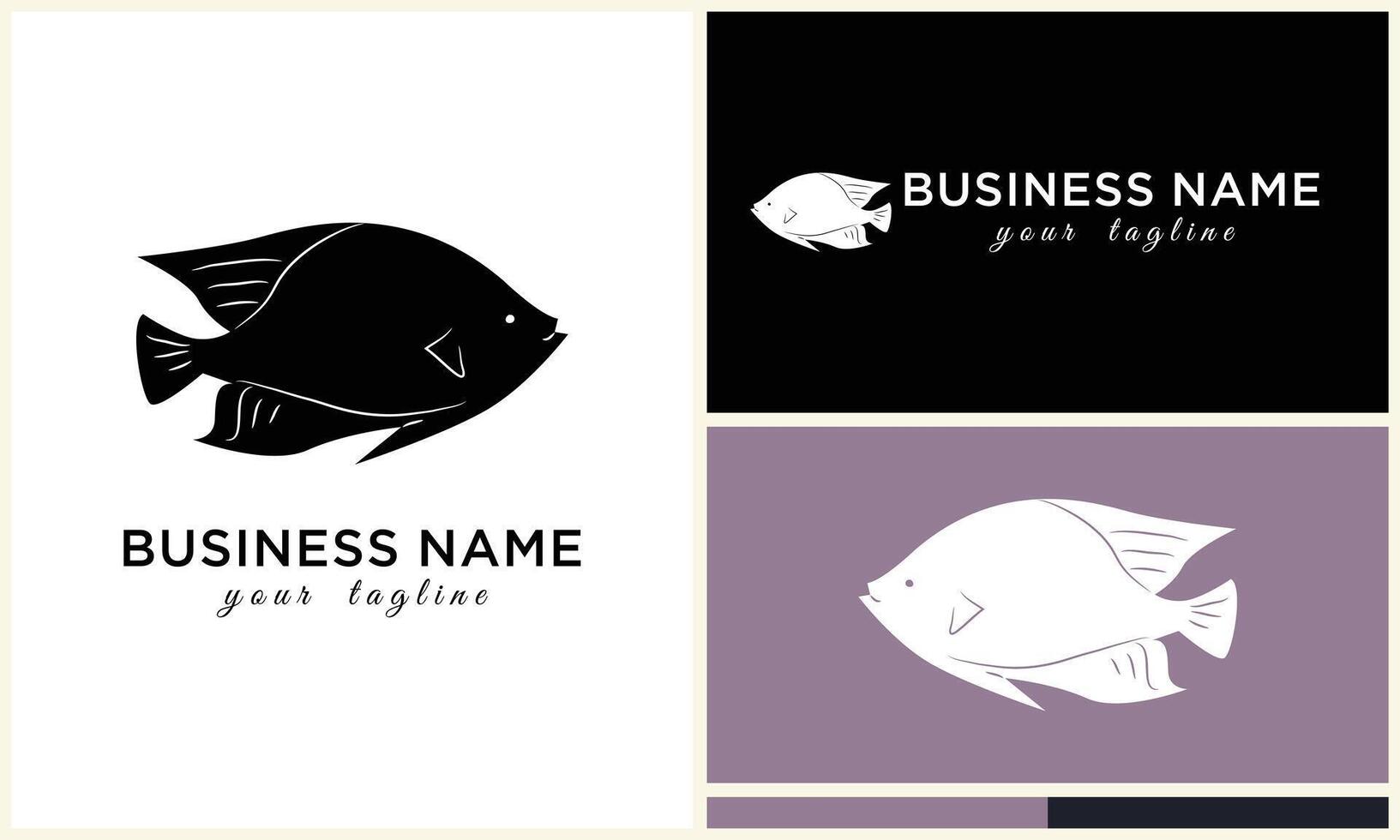 silhouette fish logo template vector