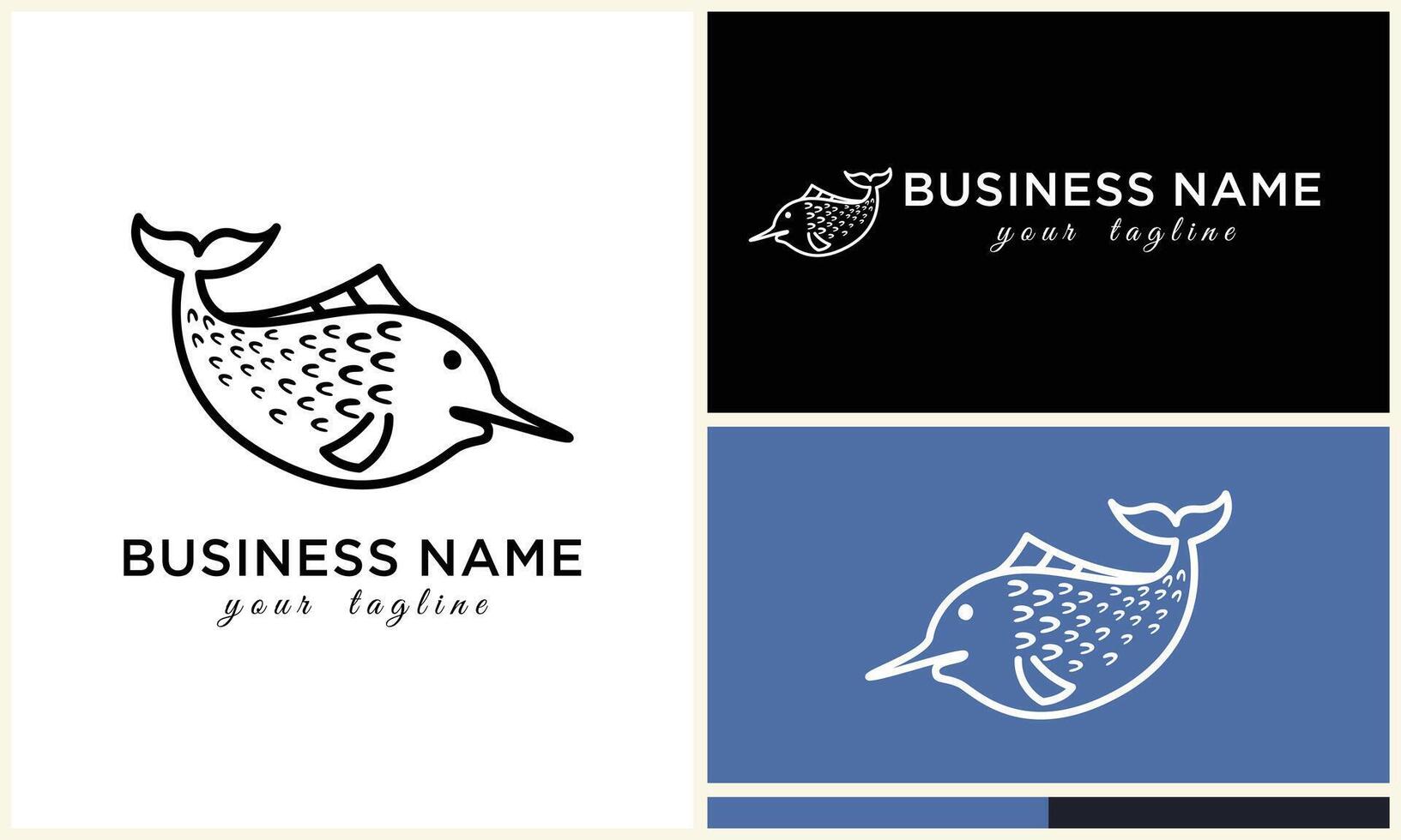 silhouette fish logo template vector