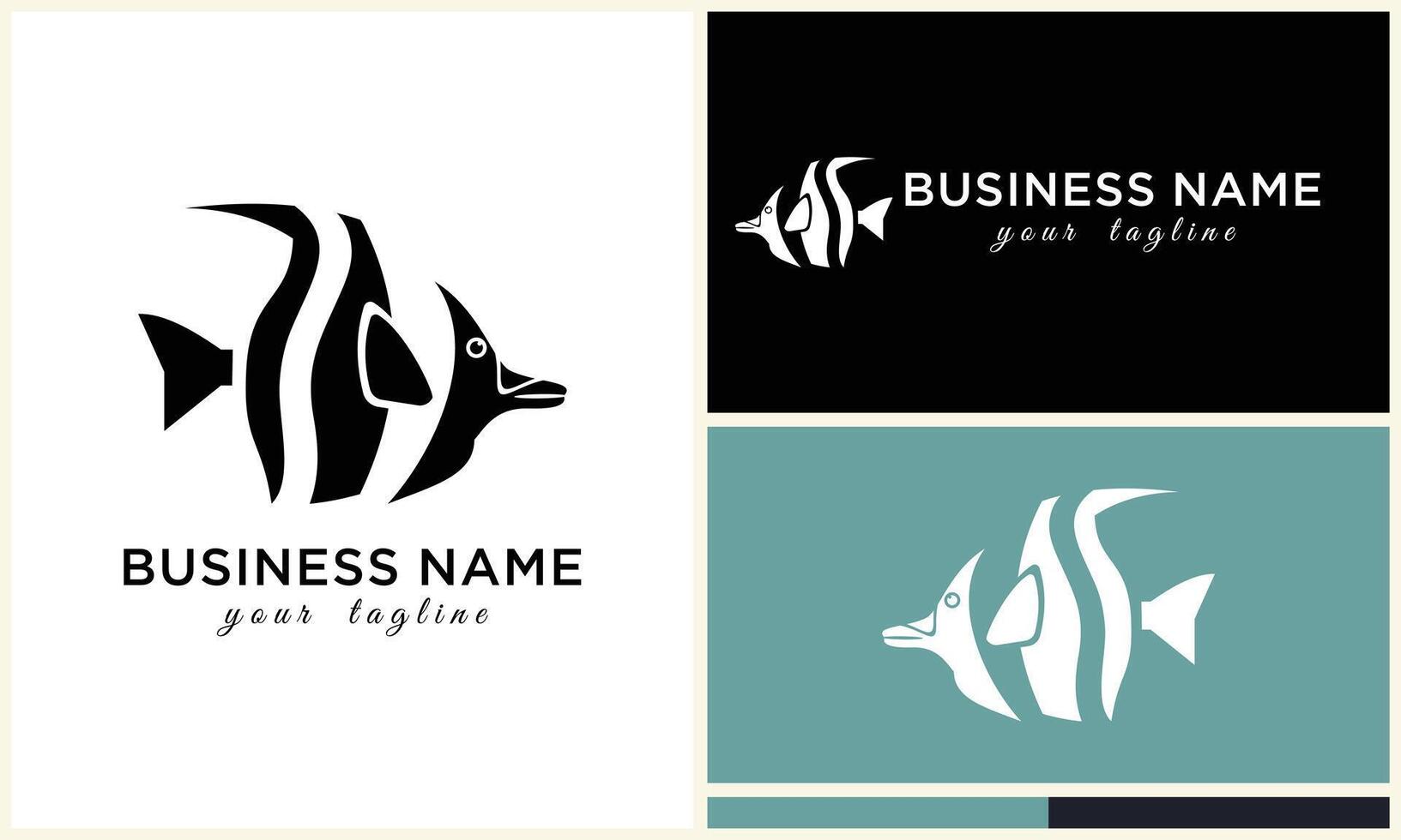 silhouette fish logo template vector