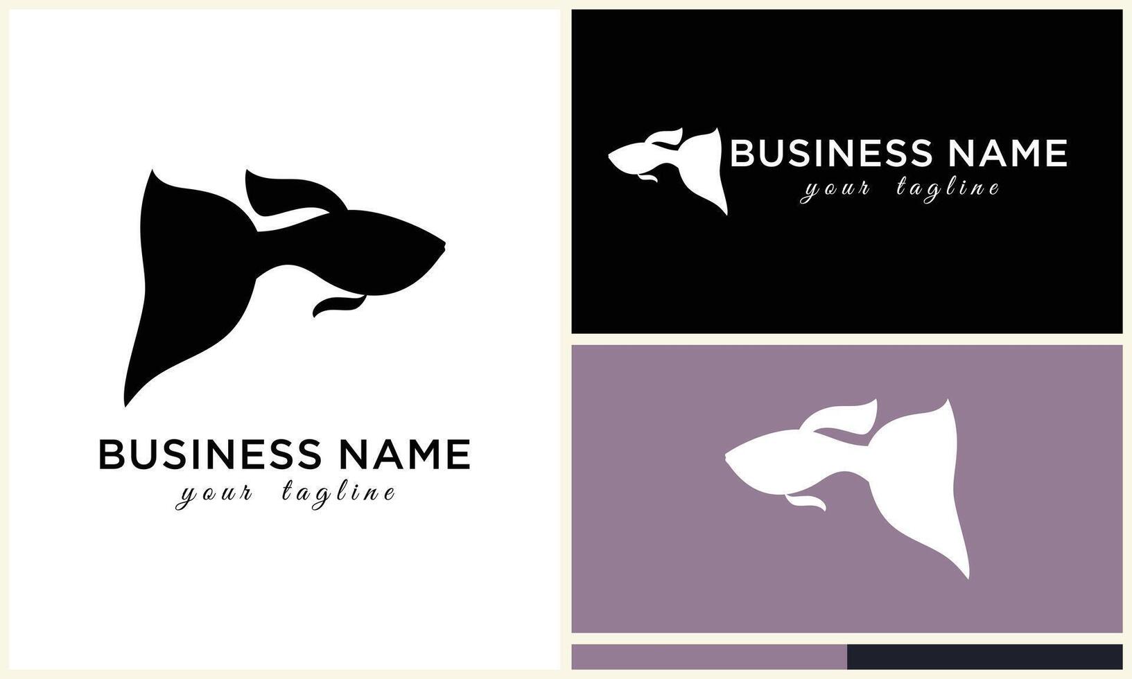 silhouette fish logo template vector