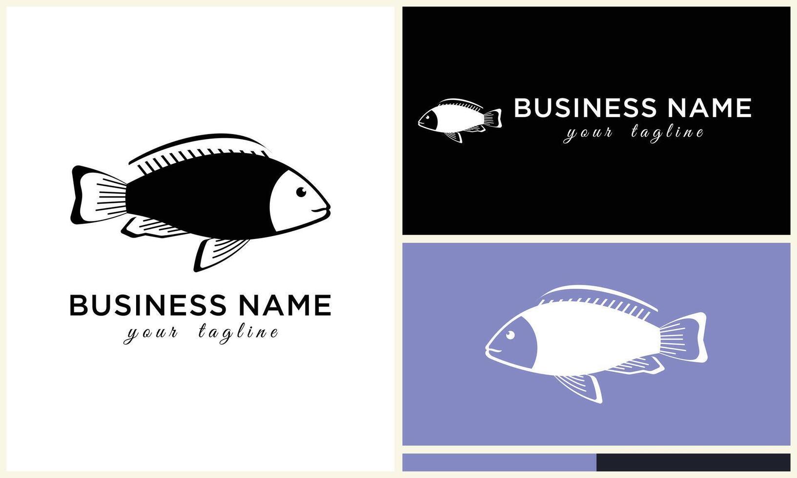 silhouette fish logo template vector