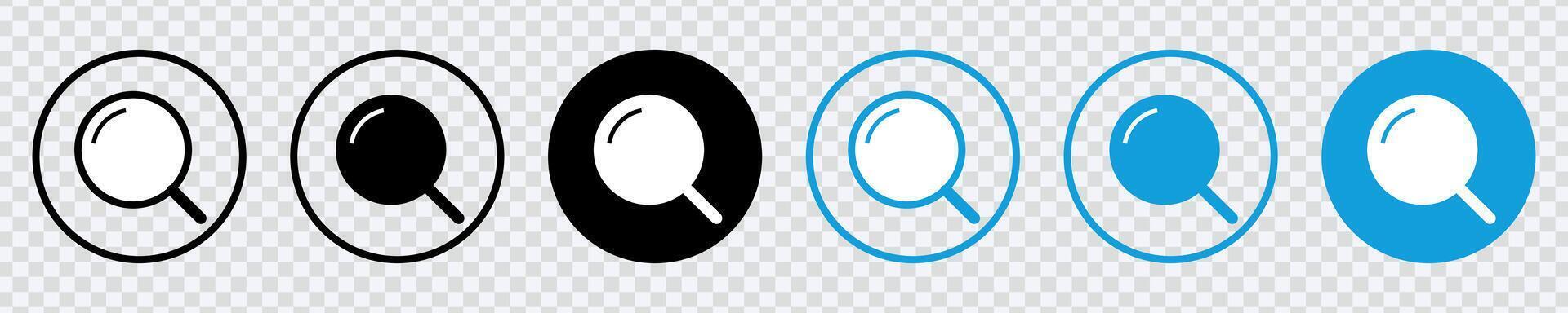 Discover with our Search Icon Button A magnifying glass loupe symbol for efficient searches. vector