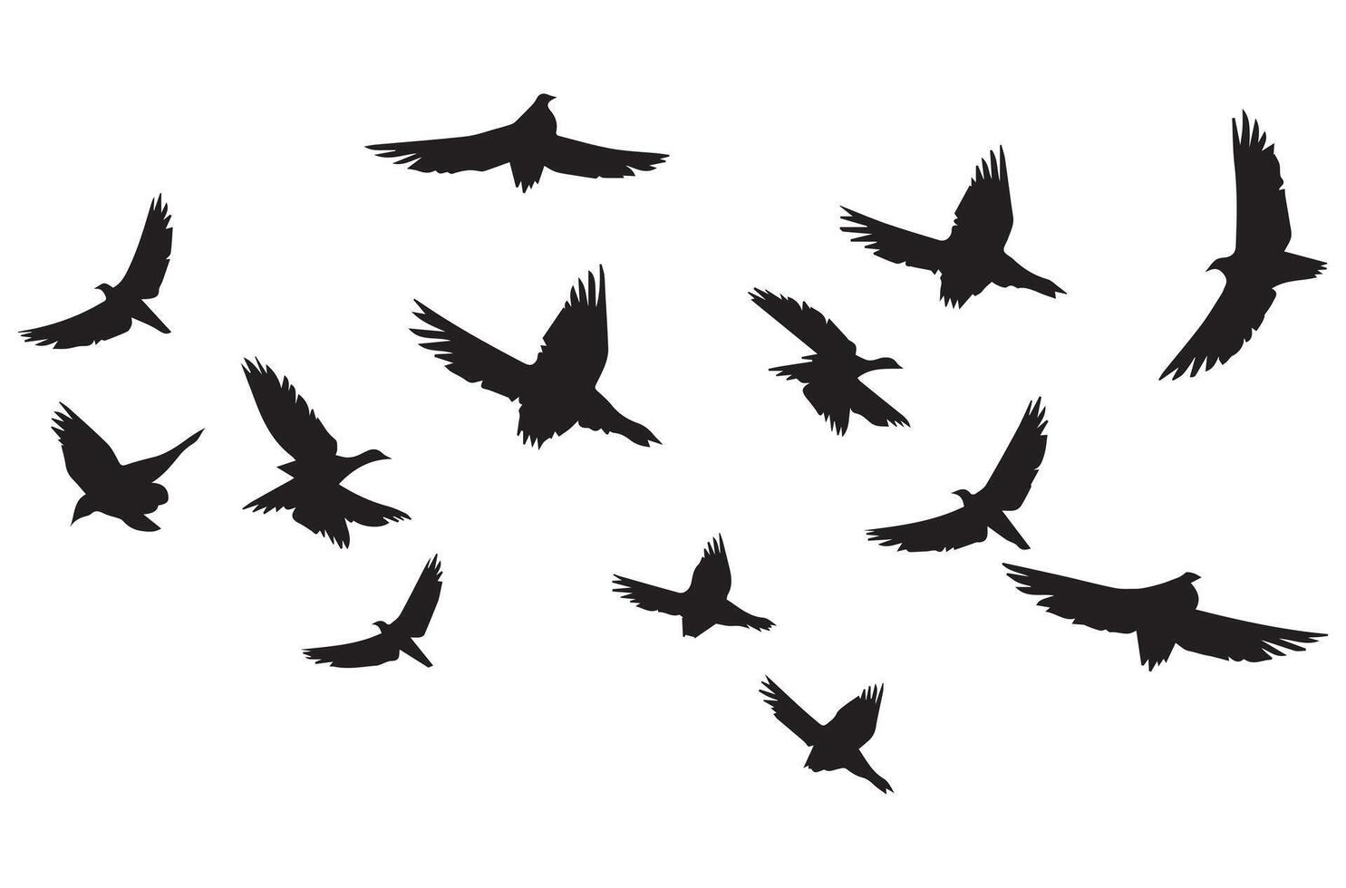 Set of flying birds silhouettes vector