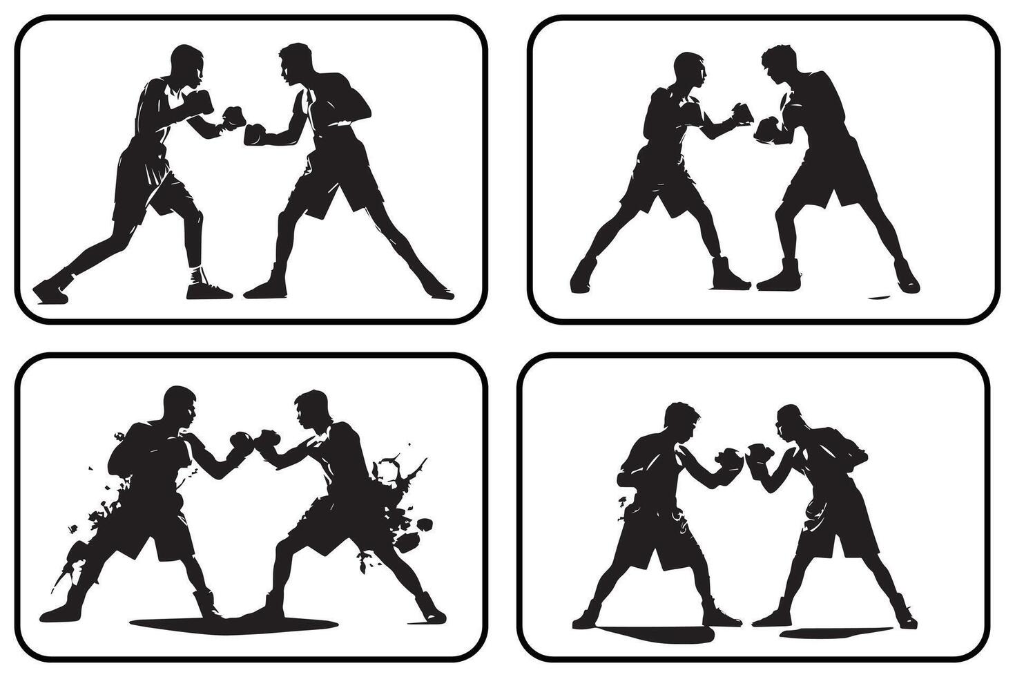 Boxing silhouette bundle vector