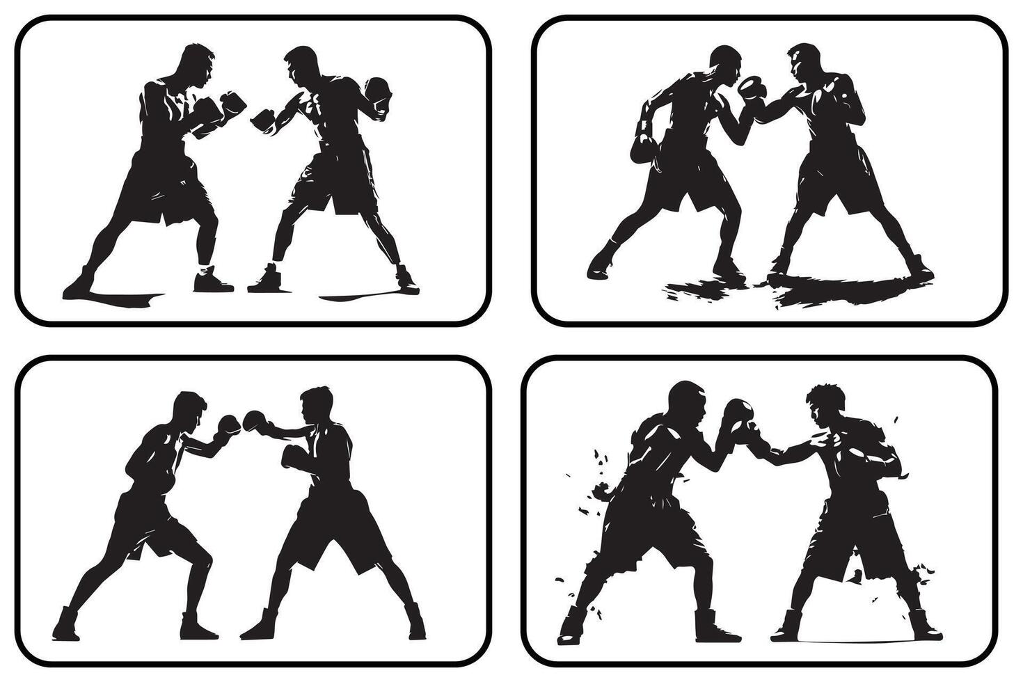 Boxing silhouette bundle vector