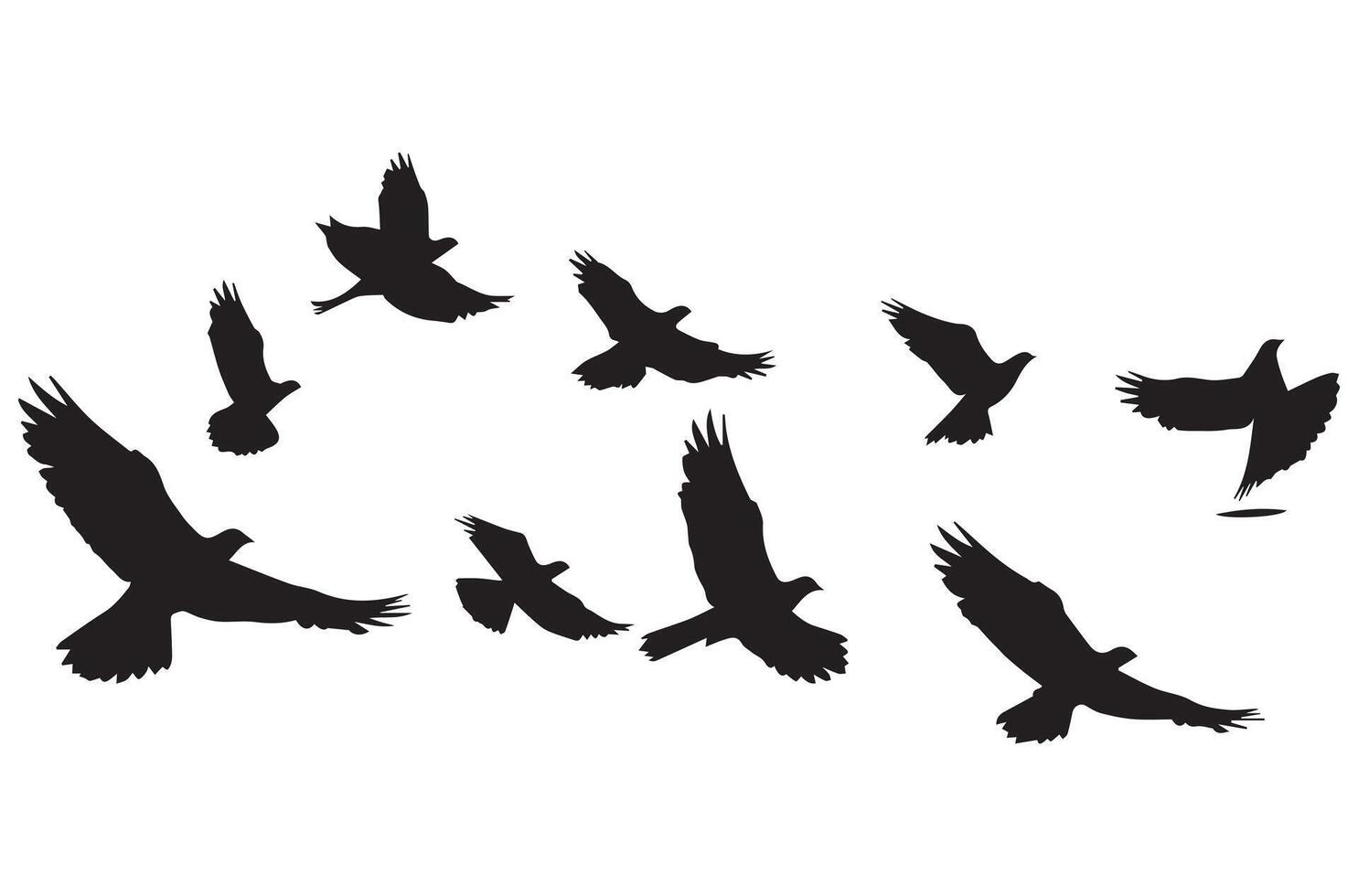 silhouettes flying birds illustration vector