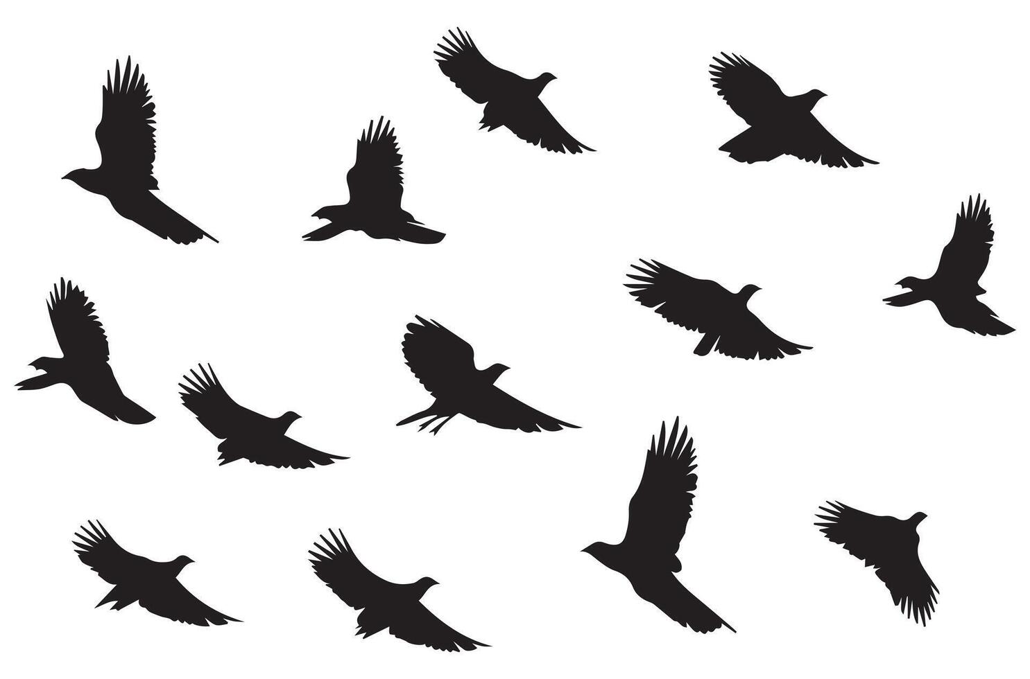 silhouettes flying birds illustration vector