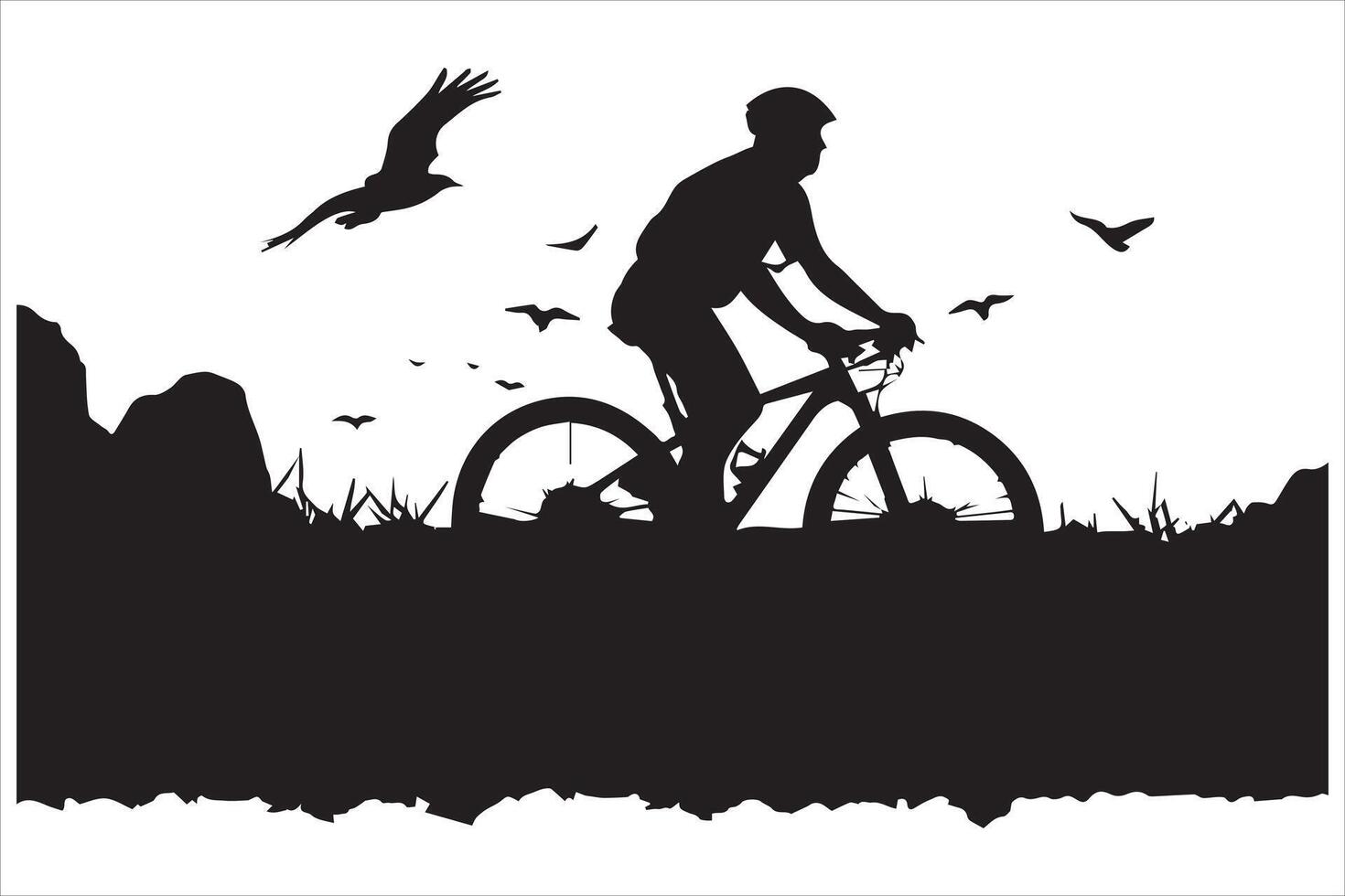 Bicycle riding Silhouette vector