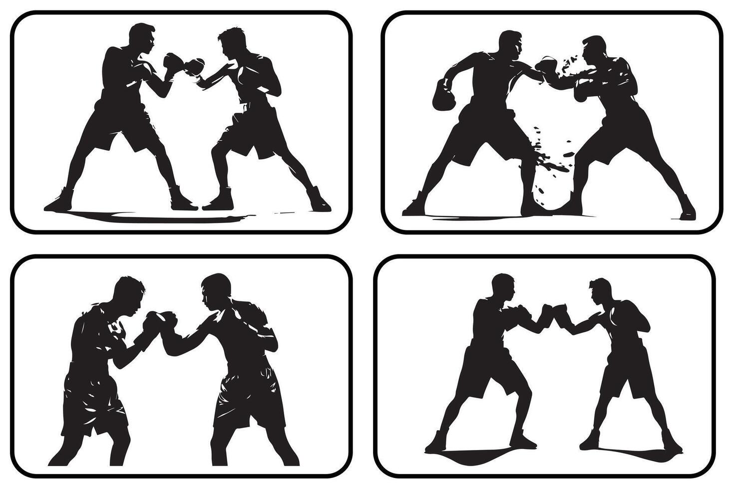 Boxing silhouette bundle vector
