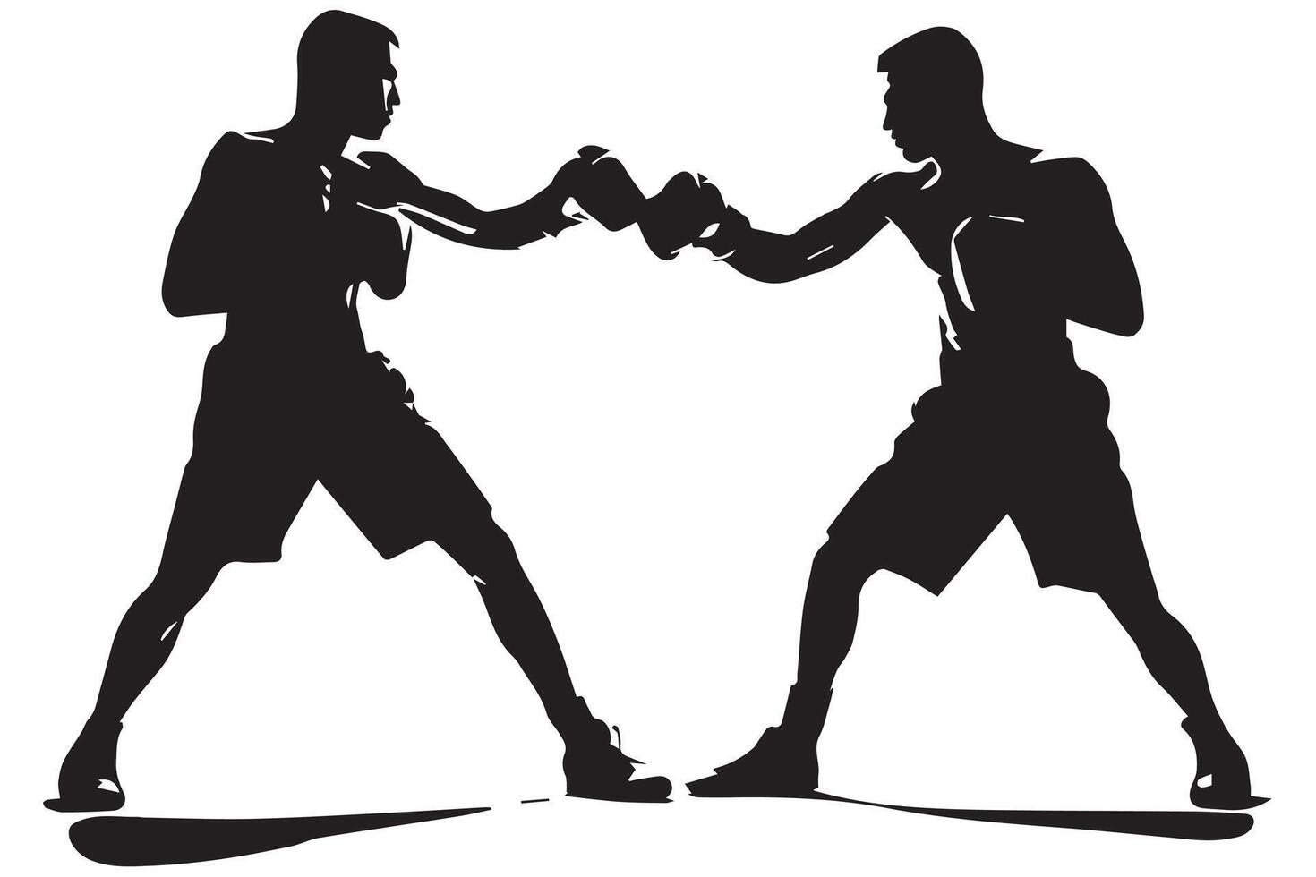 Boxing silhouette two man vector