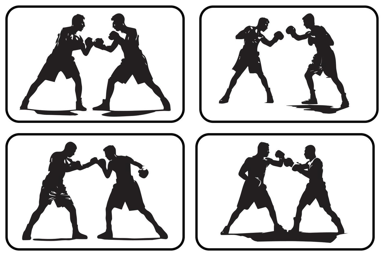 Boxing silhouette bundle vector