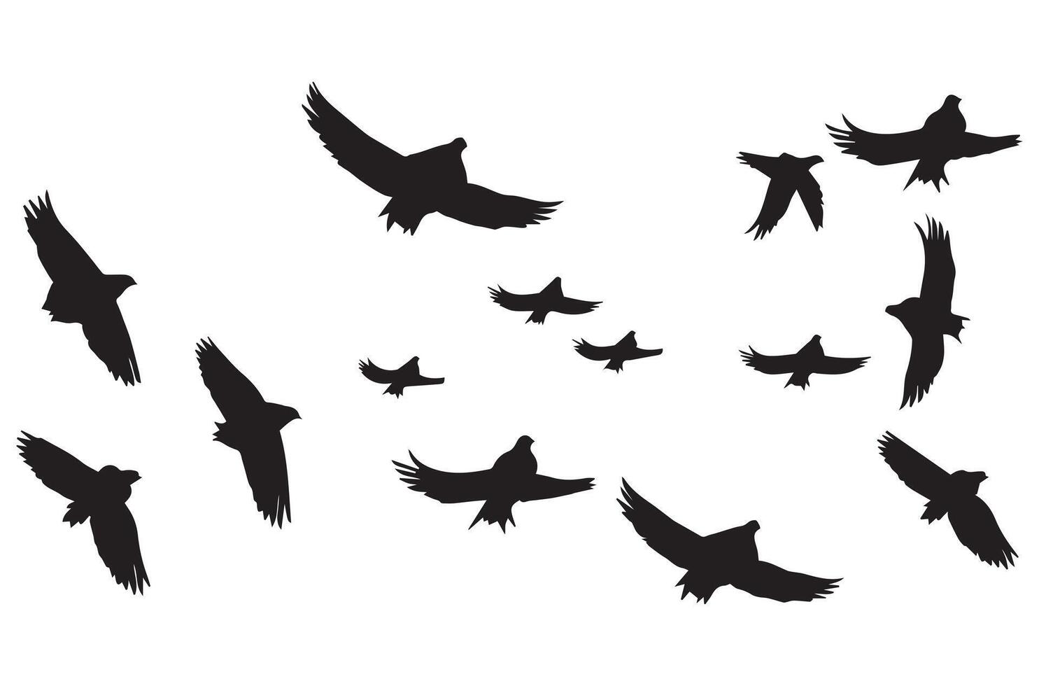 Flying birds silhouettes illustration white background vector