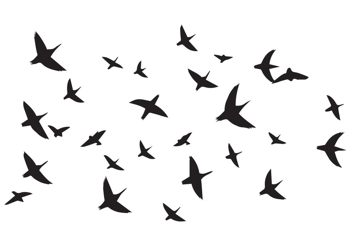 Set of flying birds silhouettes vector