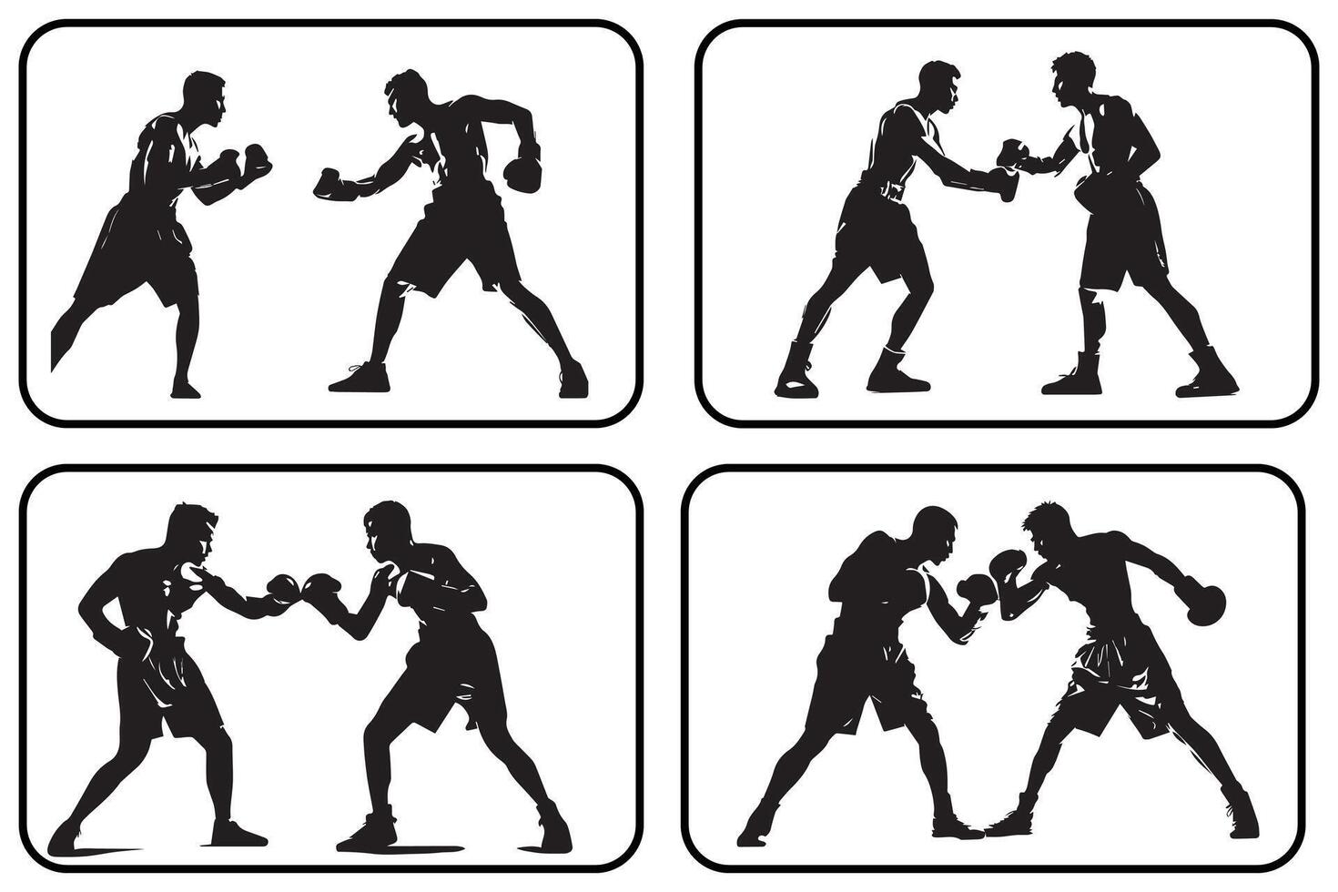 Boxing silhouette bundle vector