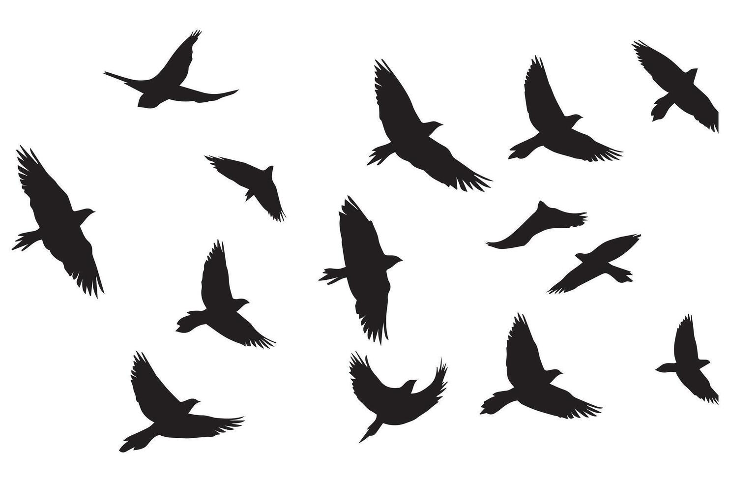 silhouettes flying birds illustration vector