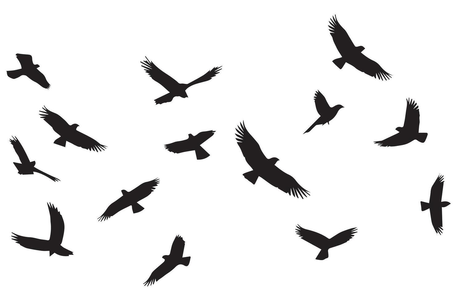 silhouettes flying birds illustration vector