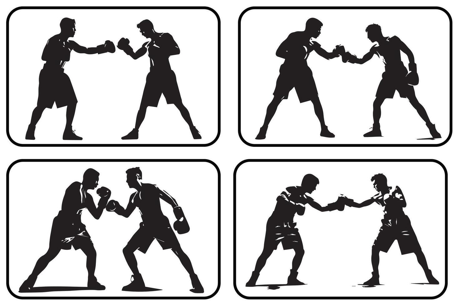 Boxing silhouette bundle vector