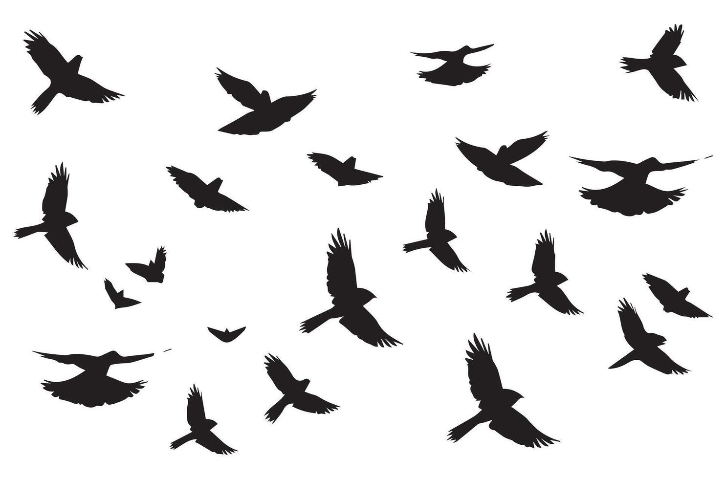 Set of flying birds silhouettes vector