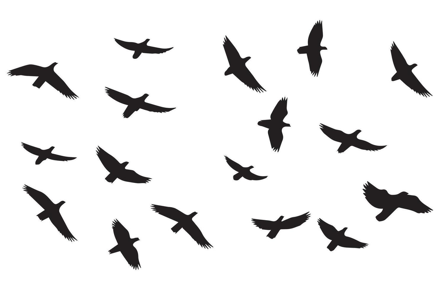 Flying birds silhouettes illustration white background vector