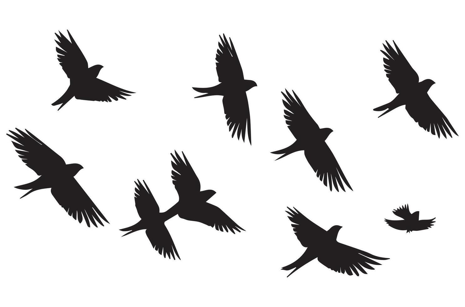 Set of flying birds silhouettes vector