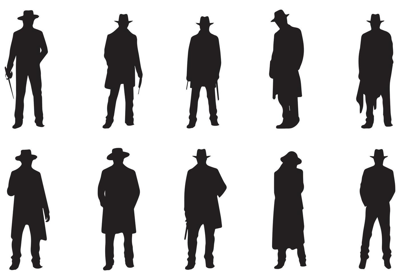 man silhouette bundile white background vector