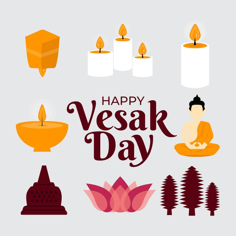 contento vesak día elemento diseño colección vector