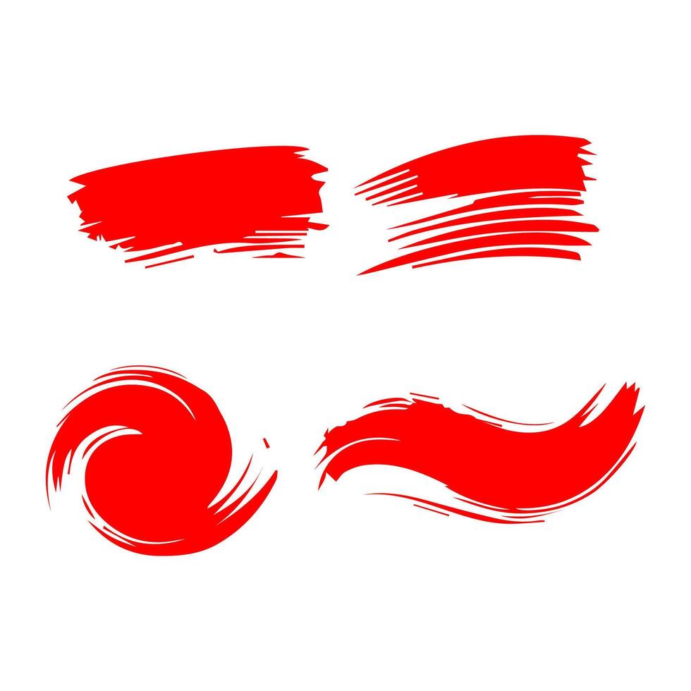 Red paint artistic dry brush stroke. Watercolor acrylic hand painted backdrop for print, web design and banners. vector