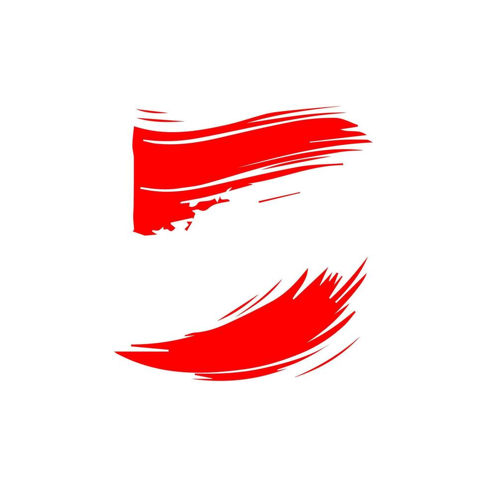 Red paint artistic dry brush stroke. Watercolor acrylic hand painted backdrop for print, web design and banners. vector