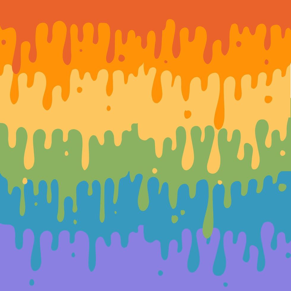 Melting Pride Rainbow Fuzzy Stripe background. Flat hand drawn illustration. vector