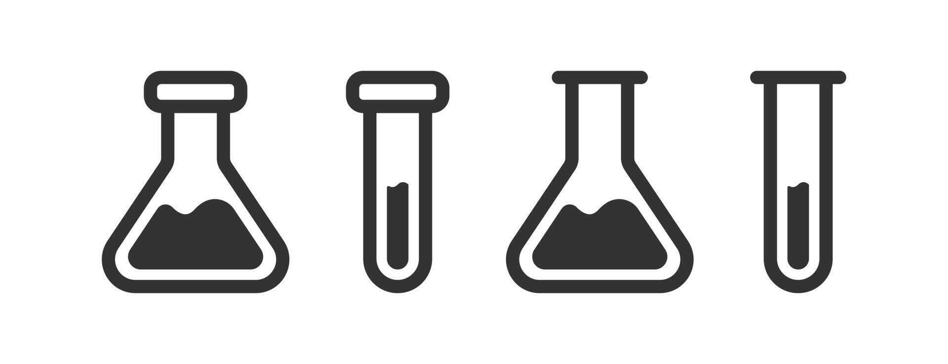 laboratorio matraz icono. química Ciencias experimento. poción cubilete. medicina lentes. vector