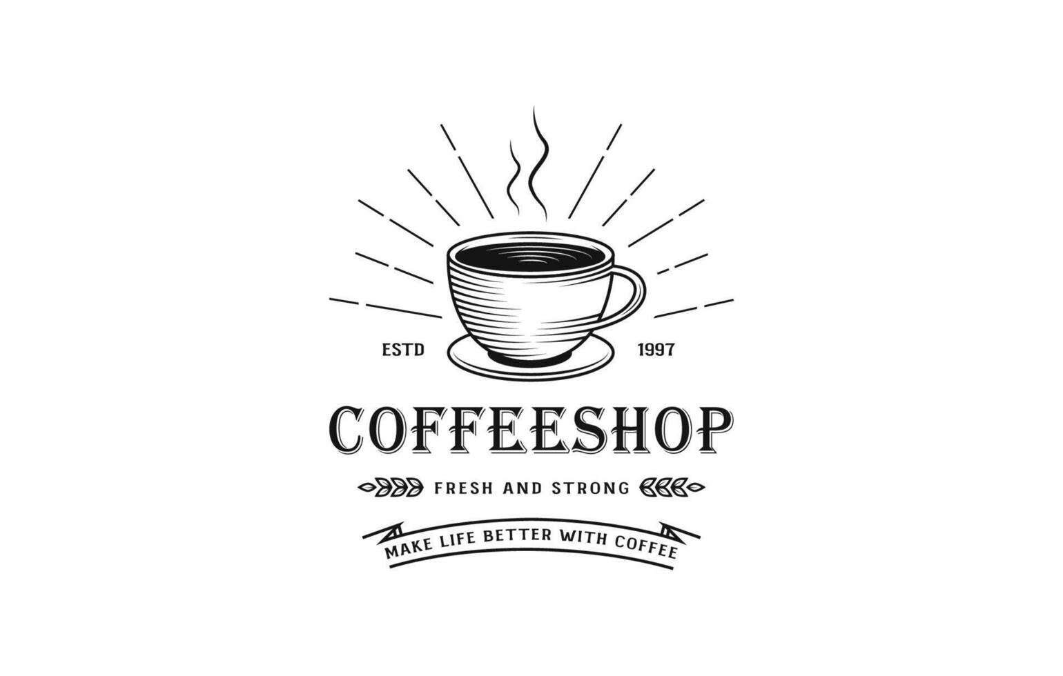 Vintage coffee logo, coffee logo, cafe logo, coffee cup logo, coffee shop logo, vintage logo, retro logo, hot coffee logo, drink coffee logo vector