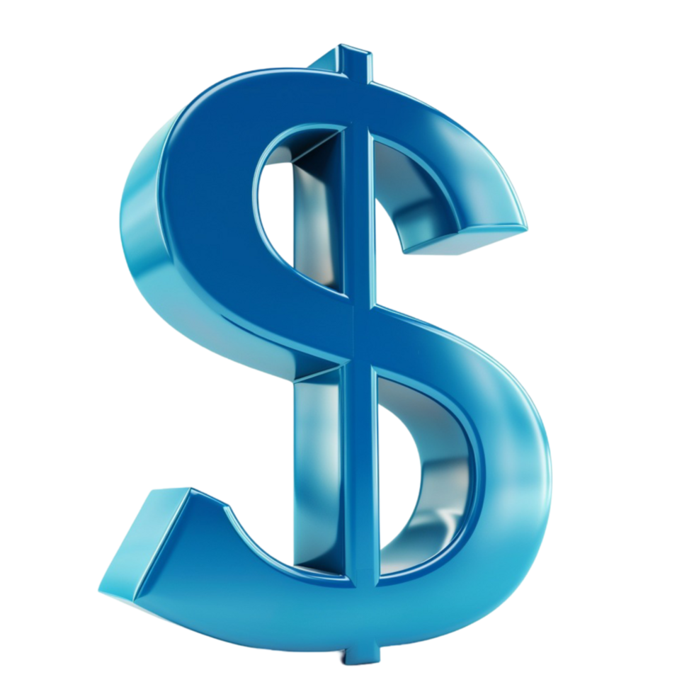Generated AI Blue dollar sign isolated on transparent background png
