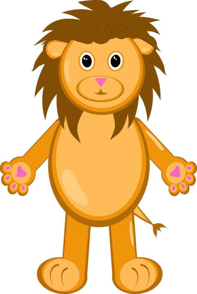 Funny friendly greeting lion for kids and children, African humorous safari animal mascot. Isolated lion clipart in watercolor style. vector