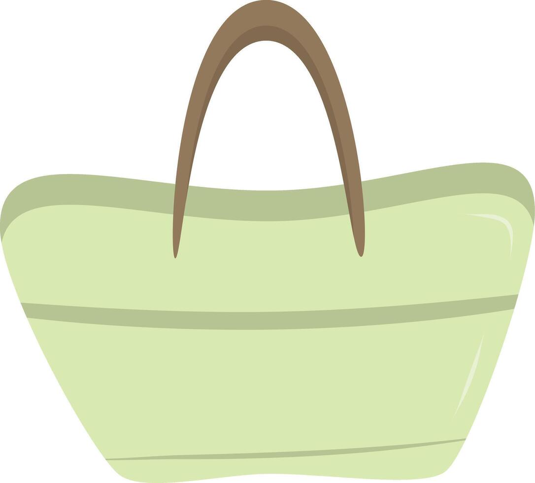 Green beach bag Cartoon summer elements, travel, beach, summertime accessory. Cocktails, ice cream and exotic fruits illustration set. Palm and serfing board. Umbrella and sunglasses vector