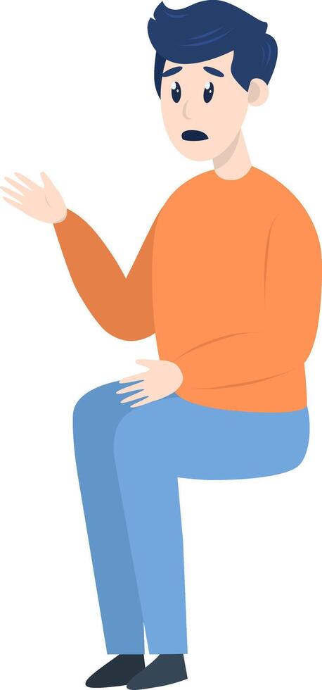 psicoterapia sesión - hombre hablando a psicólogo sesión. mental salud concepto, ilustración en plano estilo vector